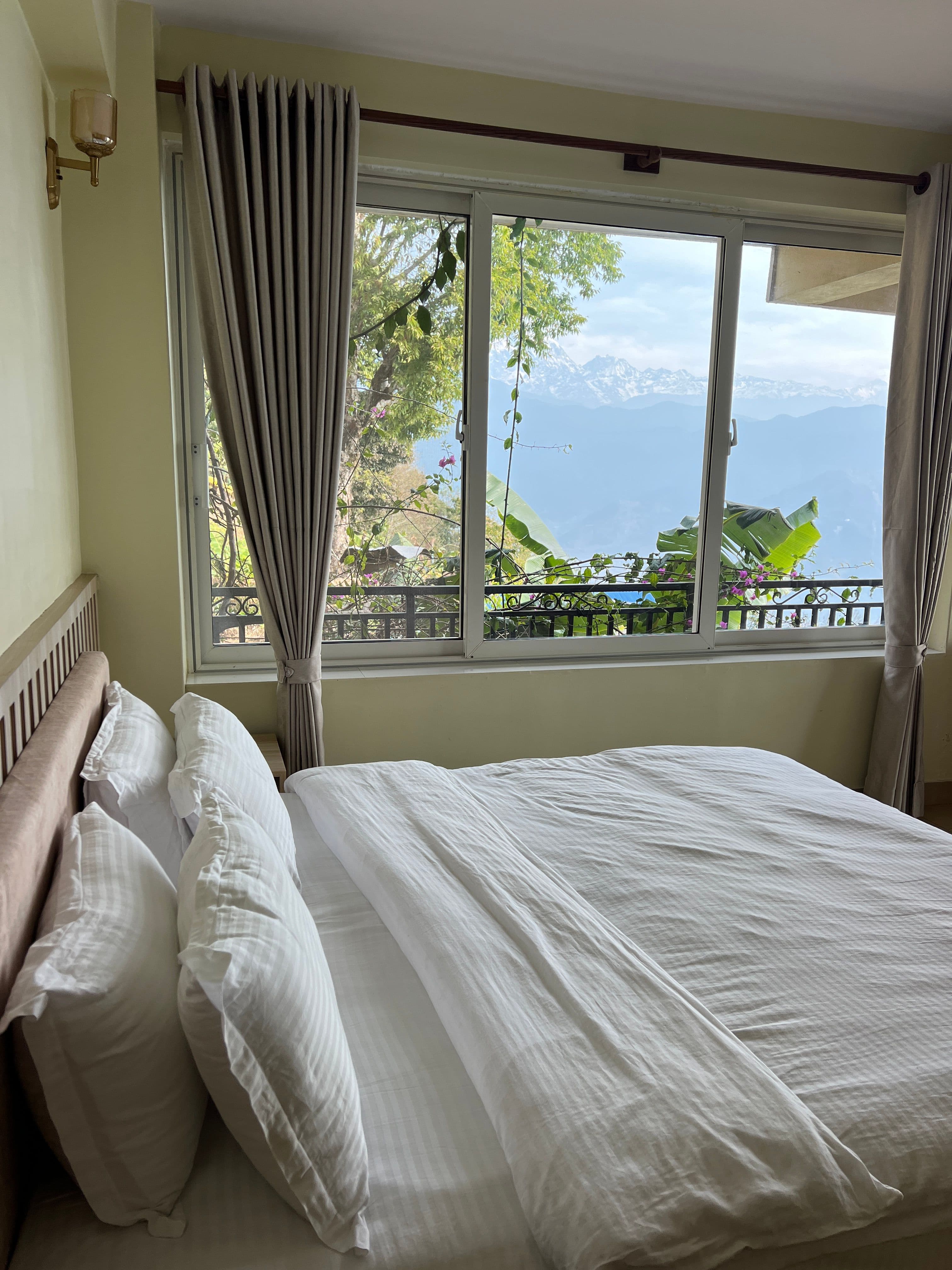 bedroom with mountain view